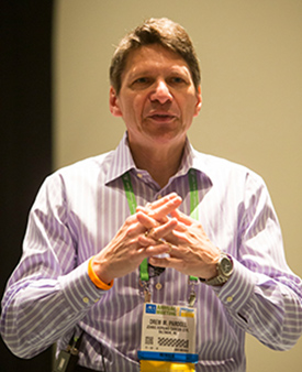 Drew Pardoll, MD, PhD, addresses participants in the Scientist↔Survivor Program at the AACR Annual Meeting 2014. 