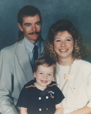 Mangskau's brother-in-law Bruce Van Sickle with his wife Linda and son Jason.