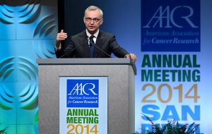 AACR President José Baselga, MD, PhD, seen here during the AACR Annual Meeting 2014, was among the cancer experts who spoke at today's special briefing on precision medicine.