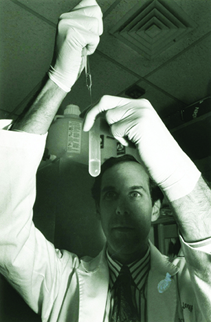 The documentary spanned the history of cancer research, including advances such as the development of imatinib (Gleevec) for treatment of chronic myelogenous leukemia. AACR Fellow Dr. Brian Druker, shown here in his lab, was instrumental in the development of this drug. Photo courtesy of Oregon Health & Science University.