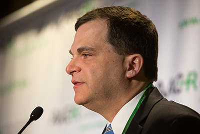 Dr. Stephen Hodi presents his data during a press conference at the AACR Annual Meeting 2015.
