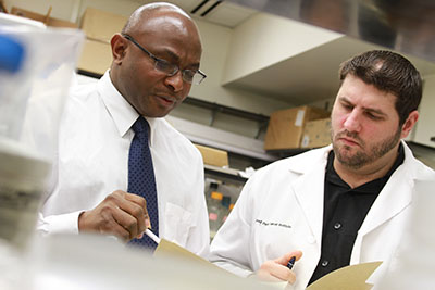 Dr. Odunsi in the lab. Photo courtesy of Roswell Park Cancer Institute.