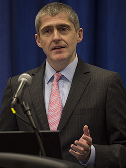 Benjamin D. Smith, MD, speaks during a press conference at the 2015 San Antonio Breast Cancer Sympsosium. Photo by © MedMeetingImages/Todd Buchanan 2015 