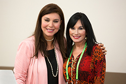 Event Emcee Meg Farris (left), medical reporter for WWL-TV (CBS) in New Orleans and patient advocate Kim Sport (right). Photo by © AACR/Scott Morgan 2016 